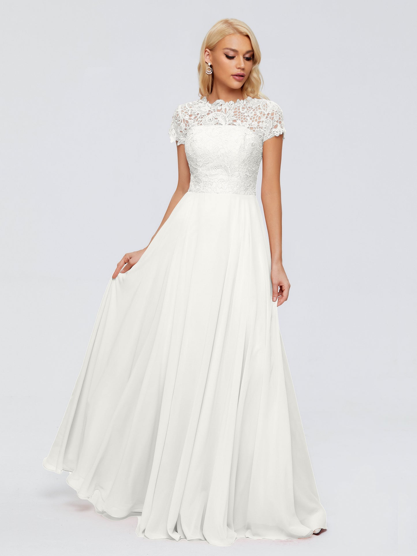 Cicinia Rose A-Line Cap Sleeves Lace Bridesmaid Dresses With Pockets