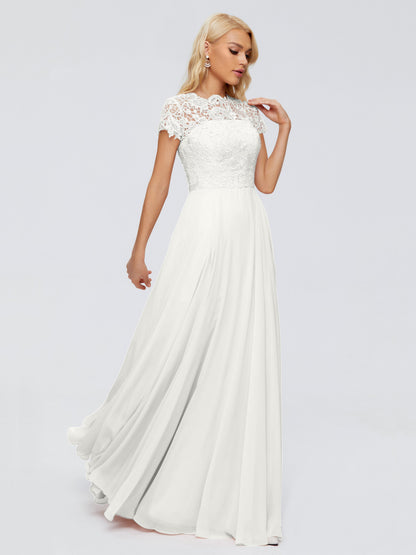 Cicinia Rose A-Line Cap Sleeves Lace Bridesmaid Dresses With Pockets