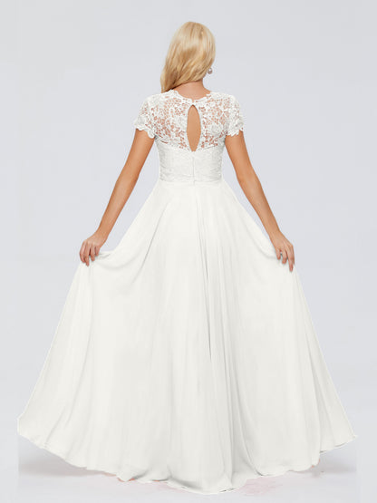 Cicinia Rose A-Line Cap Sleeves Lace Bridesmaid Dresses With Pockets