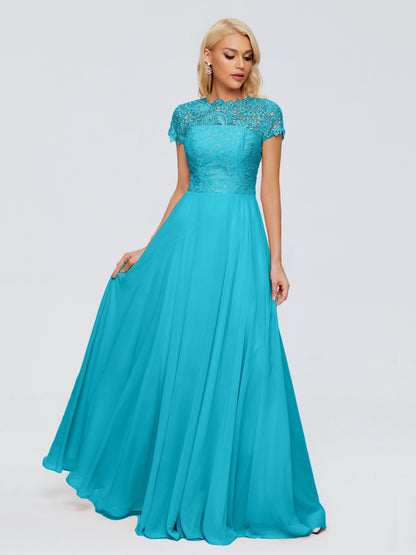 Cicinia Rose A-Line Cap Sleeves Lace Bridesmaid Dresses With Pockets