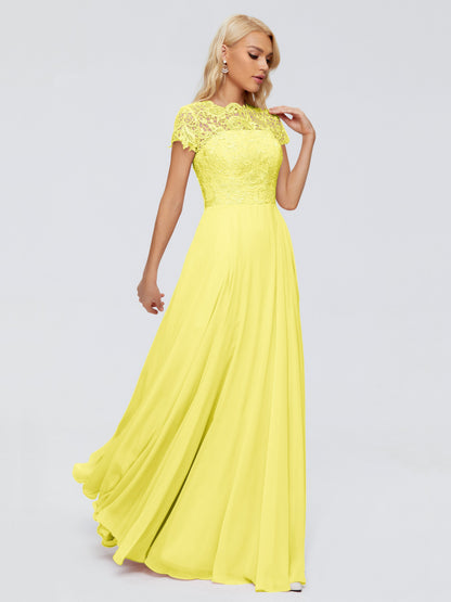 Cicinia Rose A-Line Cap Sleeves Lace Bridesmaid Dresses With Pockets