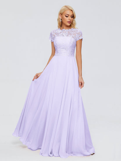 Cicinia Rose A-Line Cap Sleeves Lace Bridesmaid Dresses With Pockets