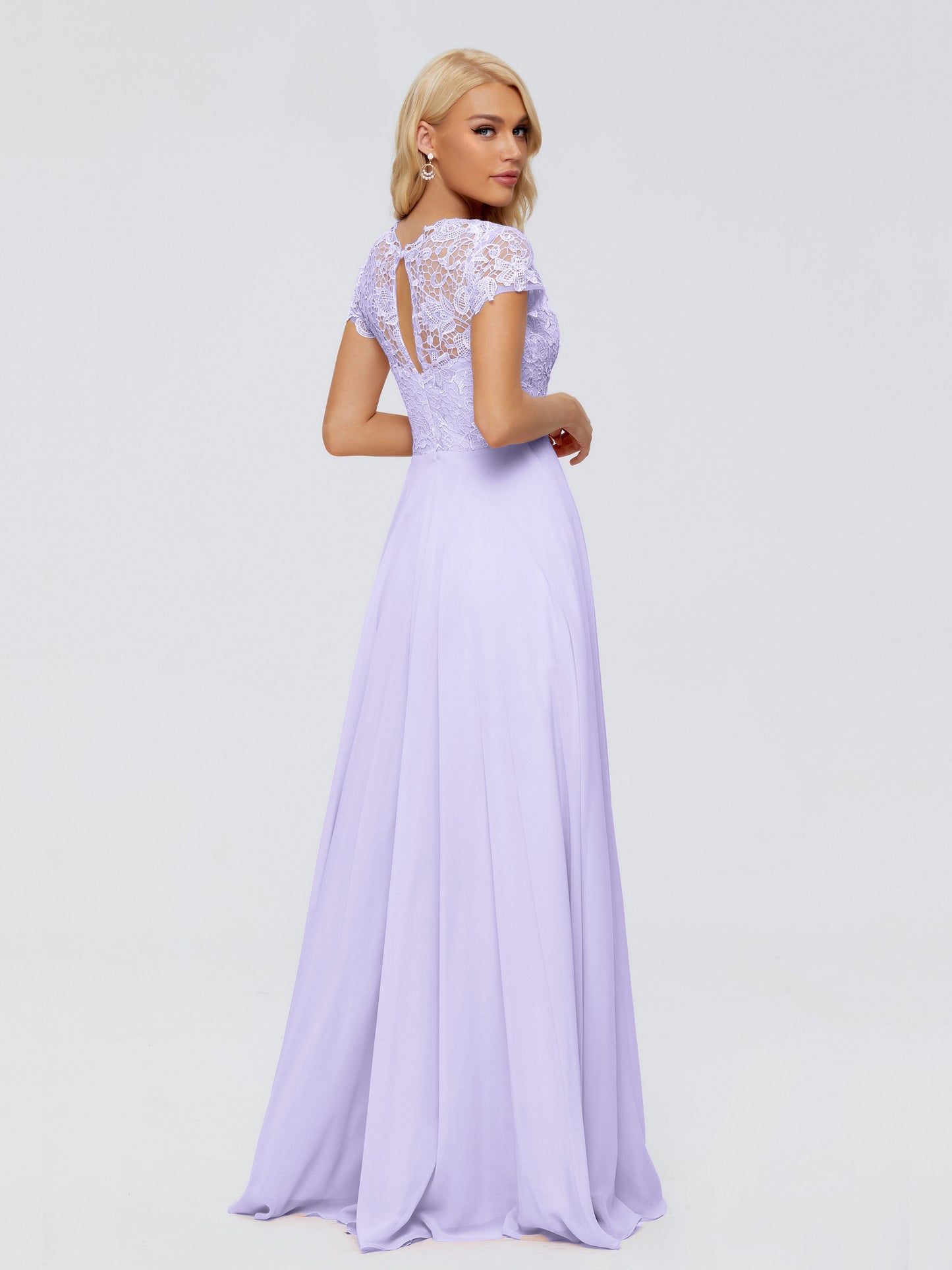Cicinia Rose A-Line Cap Sleeves Lace Bridesmaid Dresses With Pockets