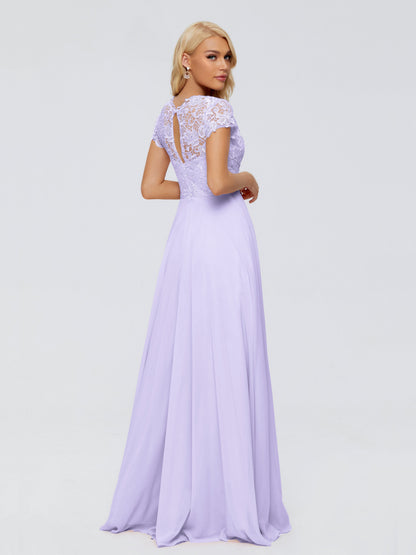 Cicinia Rose A-Line Cap Sleeves Lace Bridesmaid Dresses With Pockets