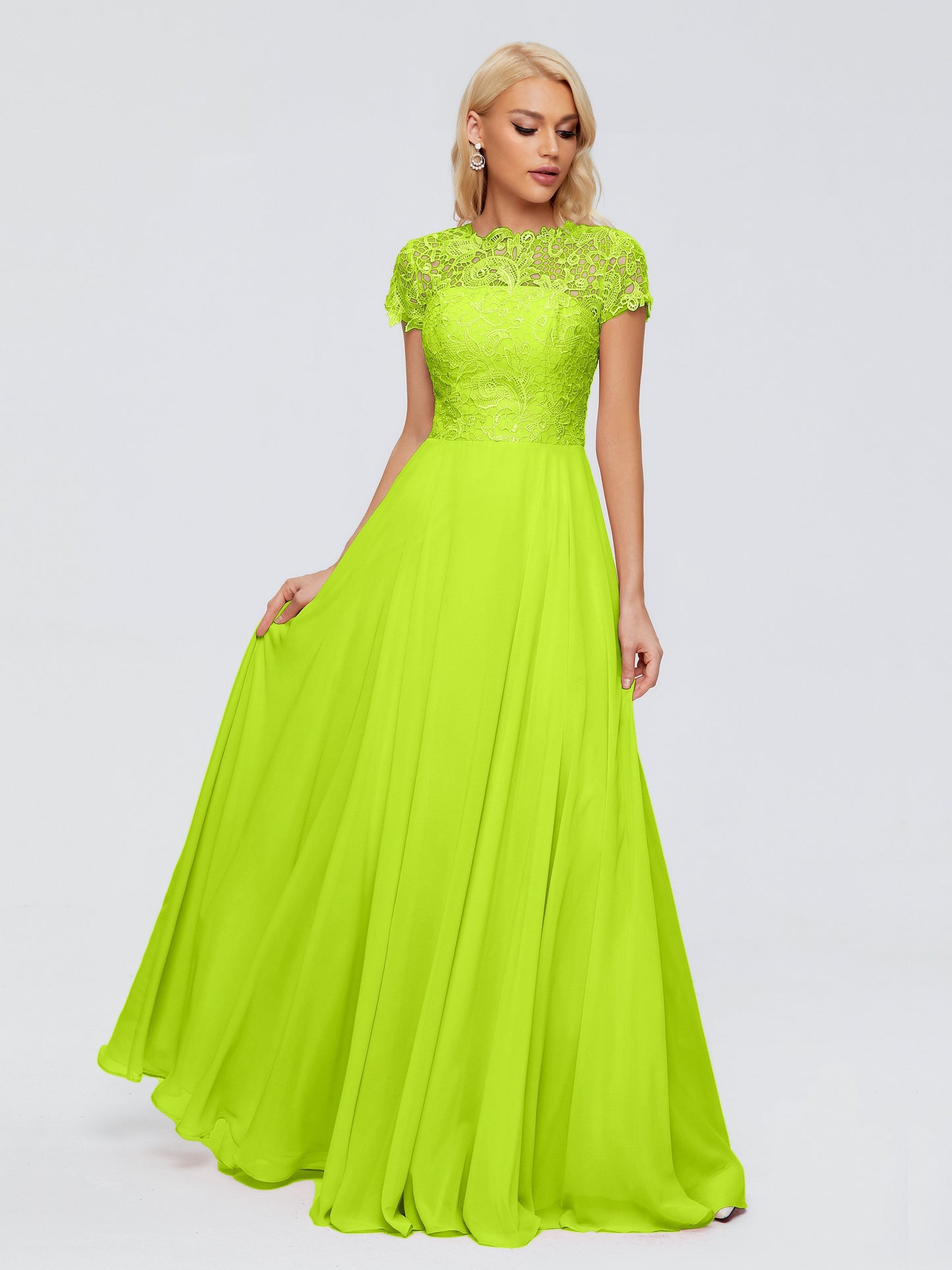 Cicinia Rose A-Line Cap Sleeves Lace Bridesmaid Dresses With Pockets