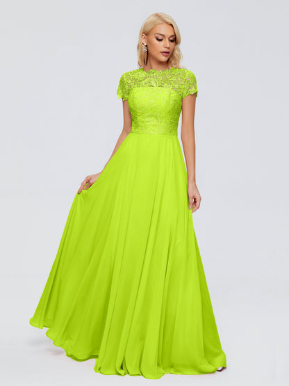 Cicinia Rose A-Line Cap Sleeves Lace Bridesmaid Dresses With Pockets