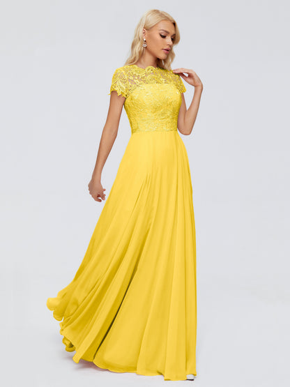 Cicinia Rose A-Line Cap Sleeves Lace Bridesmaid Dresses With Pockets
