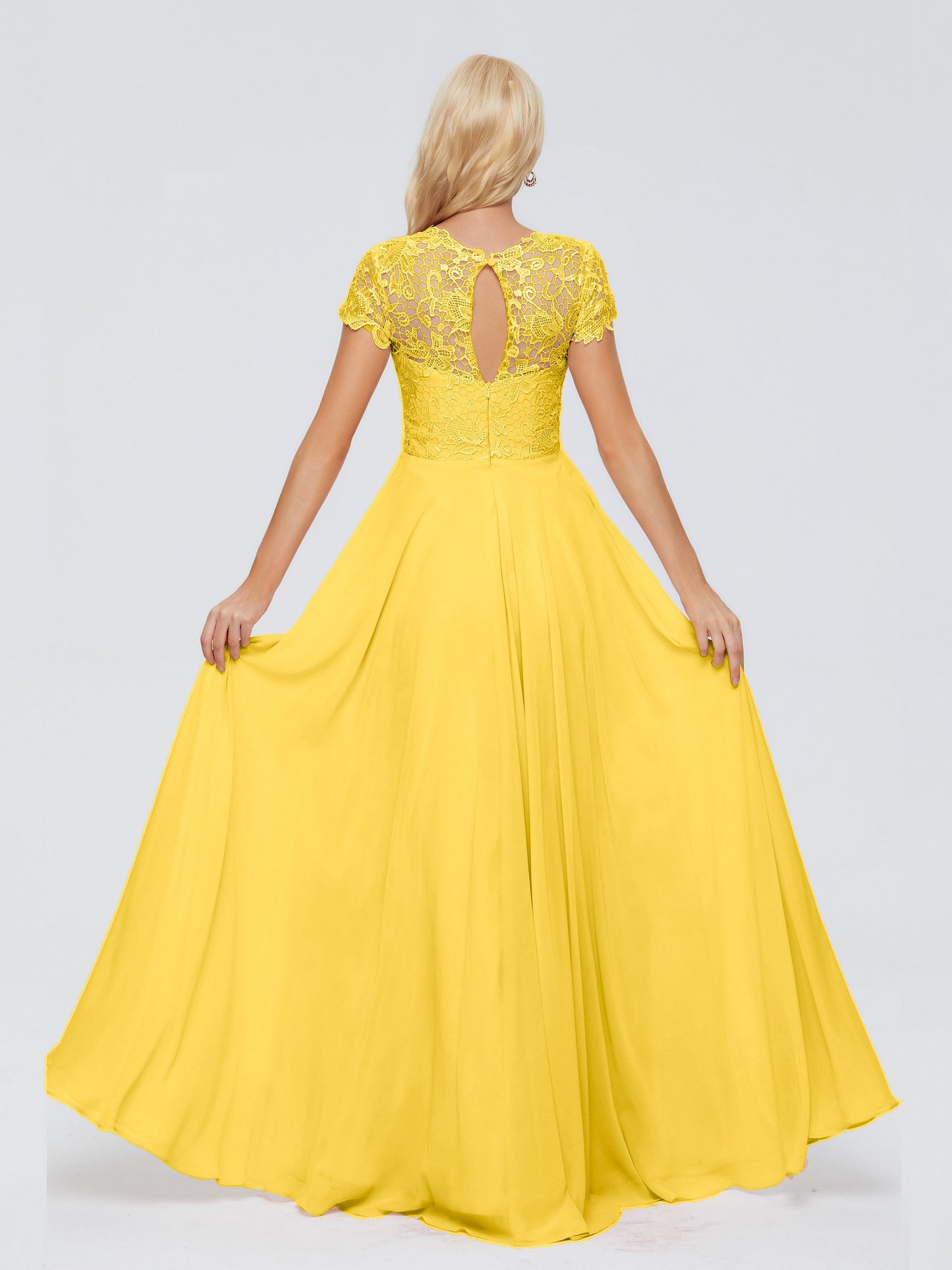 Cicinia Rose A-Line Cap Sleeves Lace Bridesmaid Dresses With Pockets