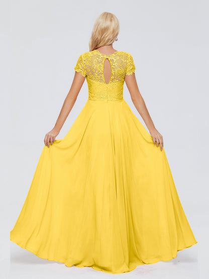 Cicinia Rose A-Line Cap Sleeves Lace Bridesmaid Dresses With Pockets