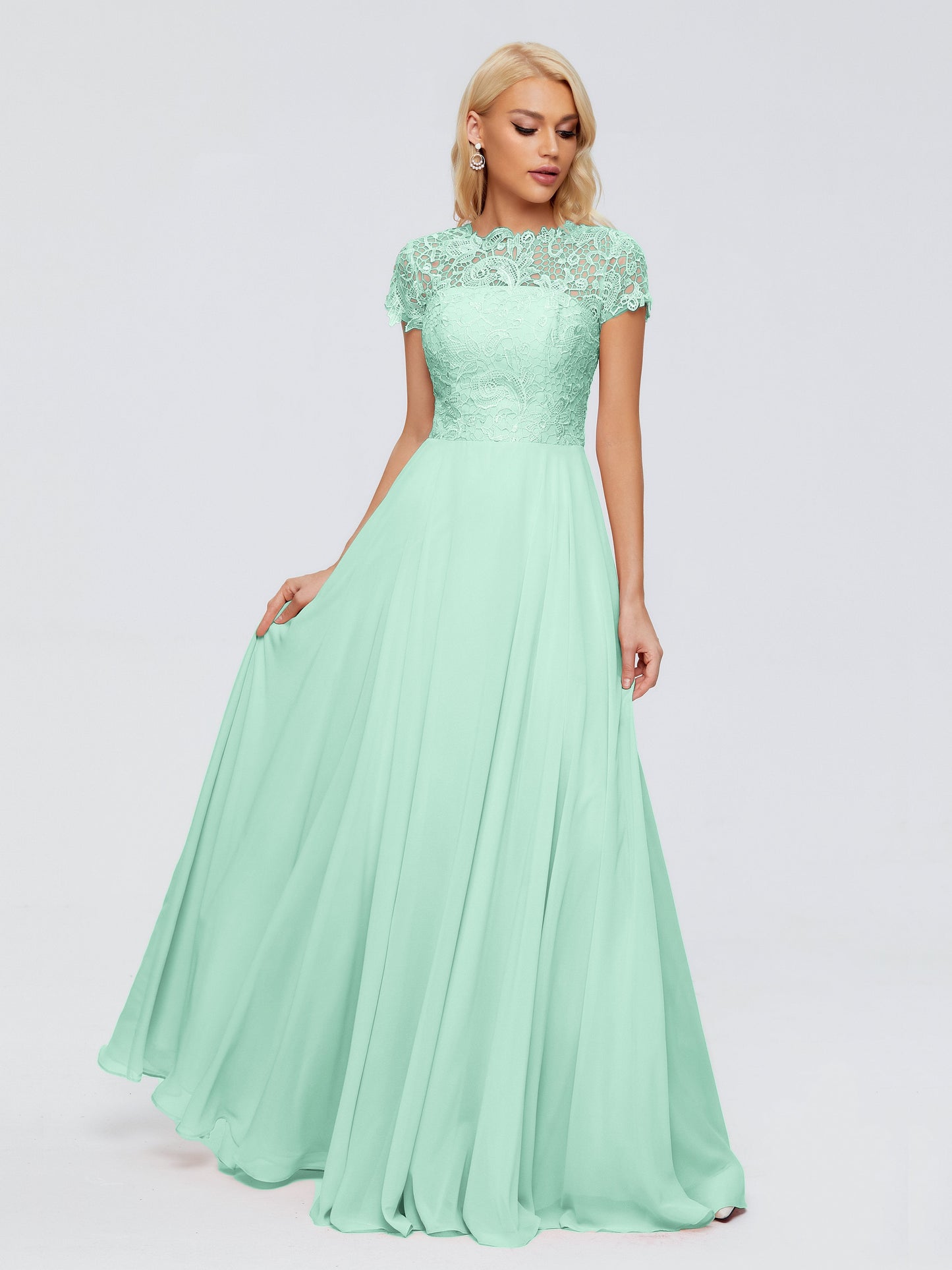 Cicinia Rose A-Line Cap Sleeves Lace Bridesmaid Dresses With Pockets