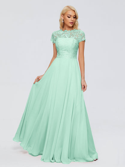 Cicinia Rose A-Line Cap Sleeves Lace Bridesmaid Dresses With Pockets