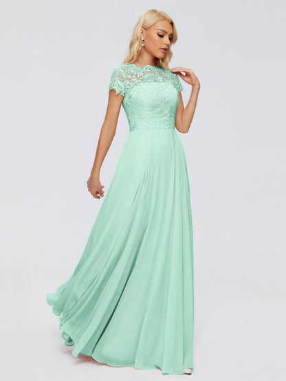 Cicinia Rose A-Line Cap Sleeves Lace Bridesmaid Dresses With Pockets