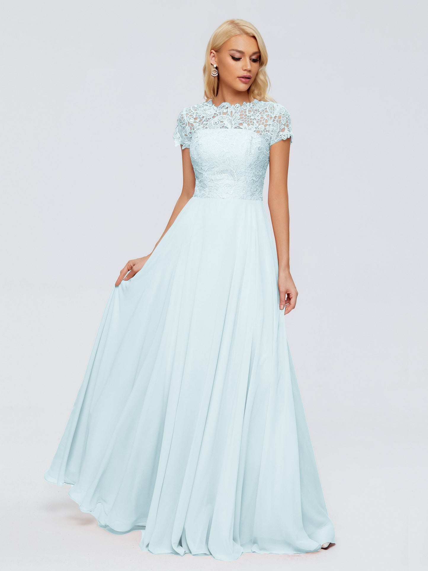 Cicinia Rose A-Line Cap Sleeves Lace Bridesmaid Dresses With Pockets