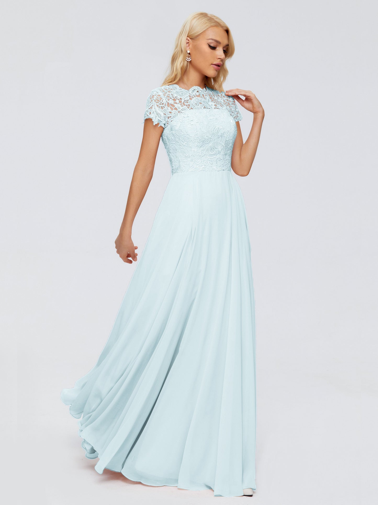Cicinia Rose A-Line Cap Sleeves Lace Bridesmaid Dresses With Pockets
