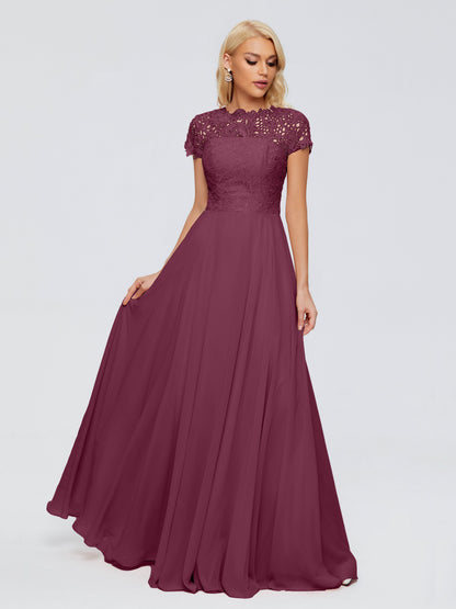 Cicinia Rose A-Line Cap Sleeves Lace Bridesmaid Dresses With Pockets