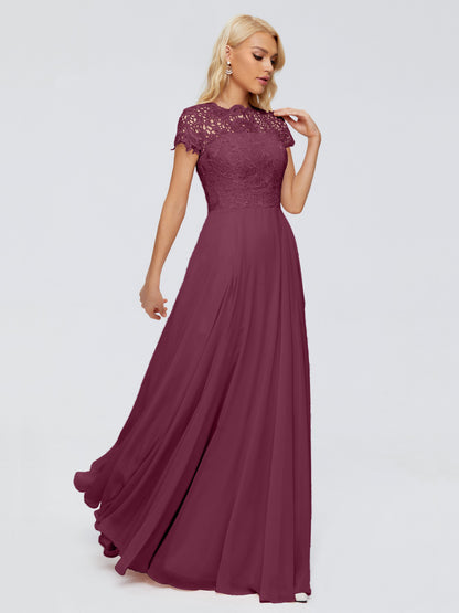Cicinia Rose A-Line Cap Sleeves Lace Bridesmaid Dresses With Pockets