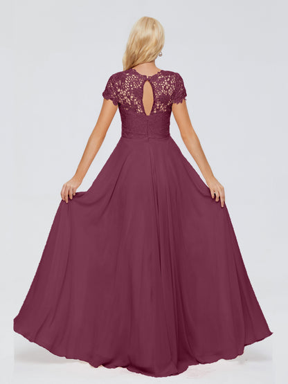 Cicinia Rose A-Line Cap Sleeves Lace Bridesmaid Dresses With Pockets