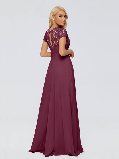 Cicinia Rose A-Line Cap Sleeves Lace Bridesmaid Dresses With Pockets
