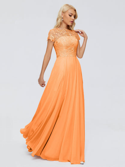 Cicinia Rose A-Line Cap Sleeves Lace Bridesmaid Dresses With Pockets