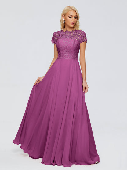 Cicinia Rose A-Line Cap Sleeves Lace Bridesmaid Dresses With Pockets