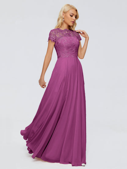Cicinia Rose A-Line Cap Sleeves Lace Bridesmaid Dresses With Pockets
