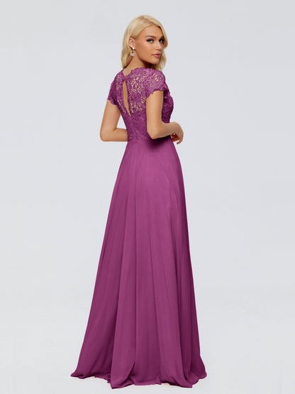 Cicinia Rose A-Line Cap Sleeves Lace Bridesmaid Dresses With Pockets