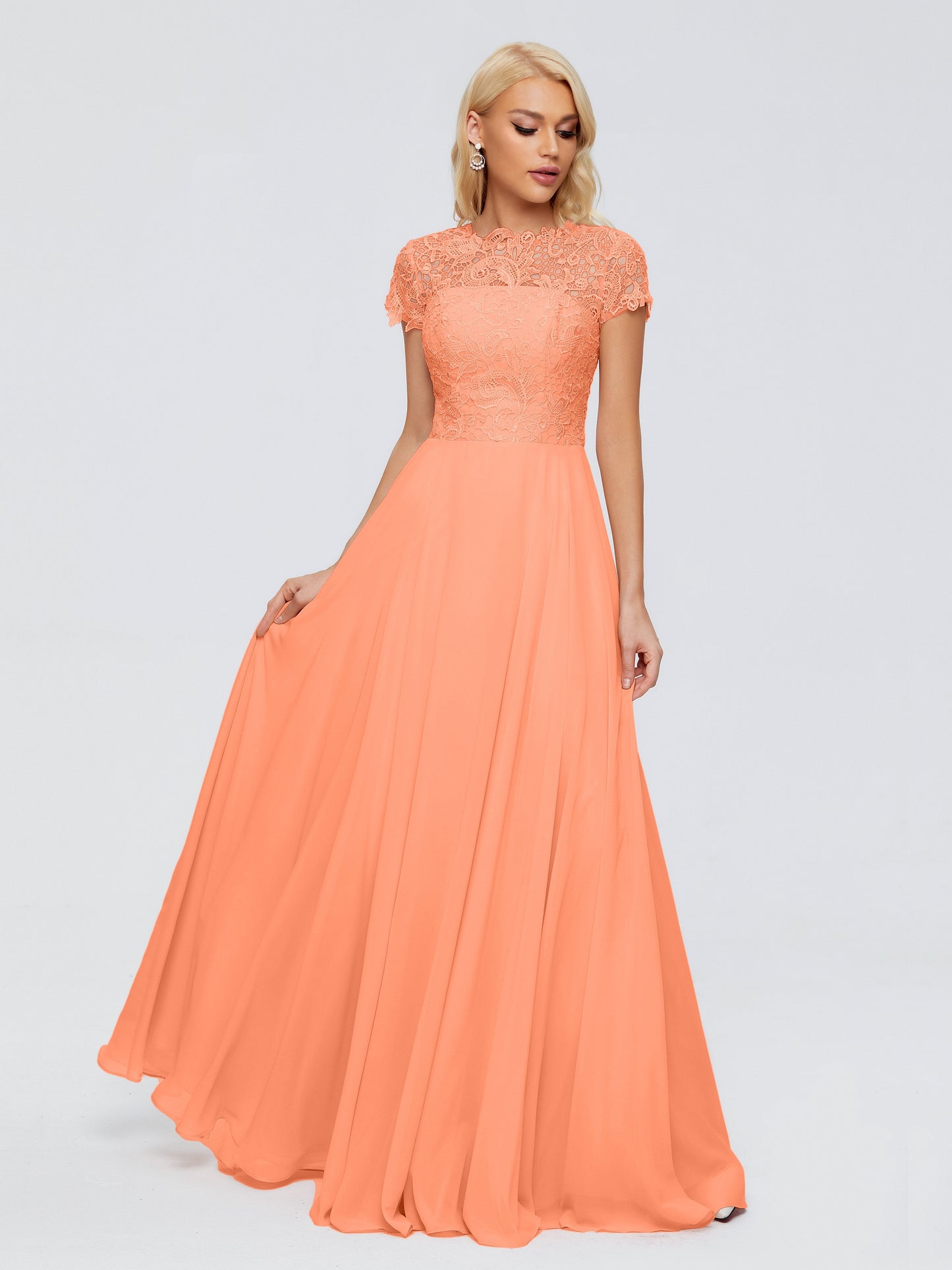 Cicinia Rose A-Line Cap Sleeves Lace Bridesmaid Dresses With Pockets