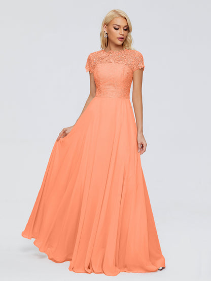 Cicinia Rose A-Line Cap Sleeves Lace Bridesmaid Dresses With Pockets