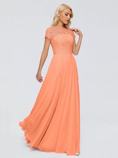 Cicinia Rose A-Line Cap Sleeves Lace Bridesmaid Dresses With Pockets