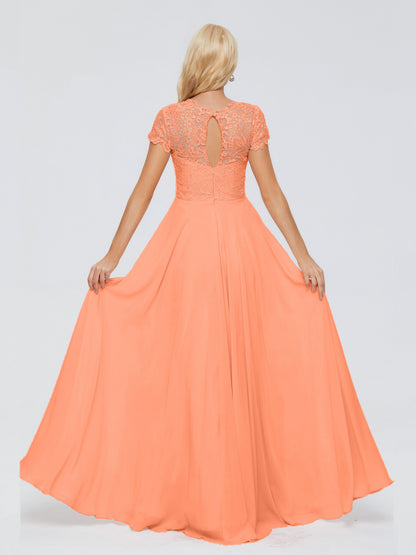 Cicinia Rose A-Line Cap Sleeves Lace Bridesmaid Dresses With Pockets