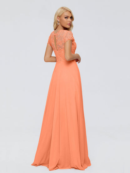 Cicinia Rose A-Line Cap Sleeves Lace Bridesmaid Dresses With Pockets