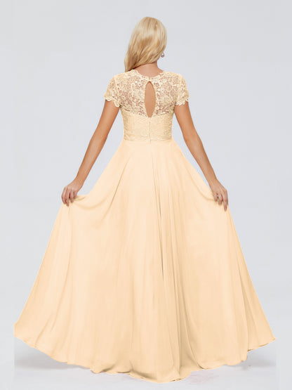 Cicinia Rose A-Line Cap Sleeves Lace Bridesmaid Dresses With Pockets