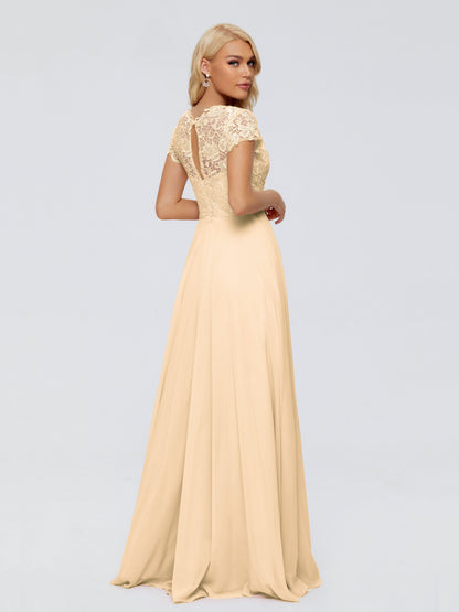 Cicinia Rose A-Line Cap Sleeves Lace Bridesmaid Dresses With Pockets