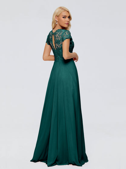 Cicinia Rose A-Line Cap Sleeves Lace Bridesmaid Dresses With Pockets