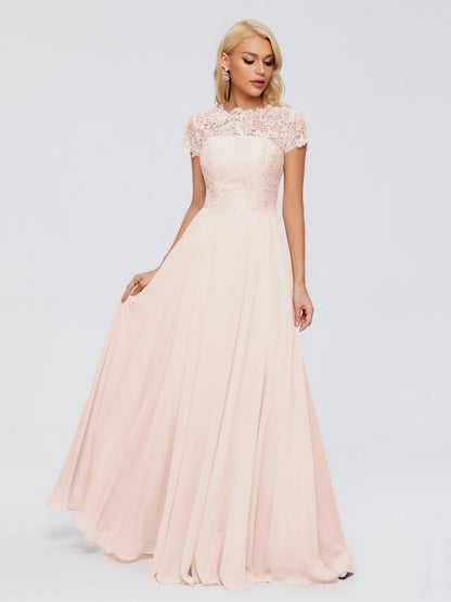 Cicinia Rose A-Line Cap Sleeves Lace Bridesmaid Dresses With Pockets