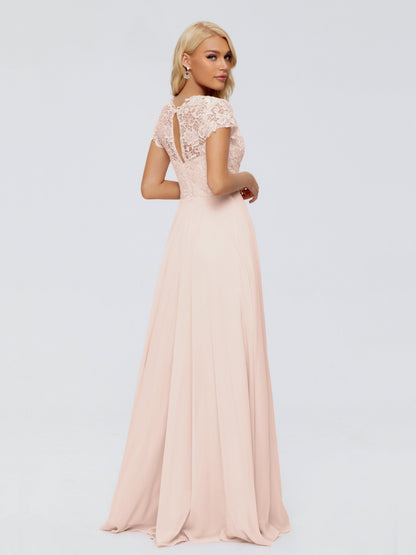 Cicinia Rose A-Line Cap Sleeves Lace Bridesmaid Dresses With Pockets