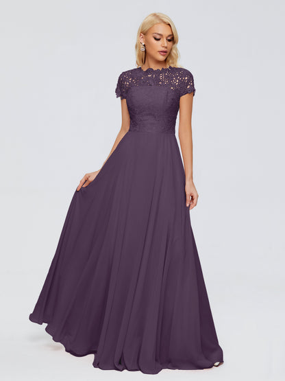 Cicinia Rose A-Line Cap Sleeves Lace Bridesmaid Dresses With Pockets