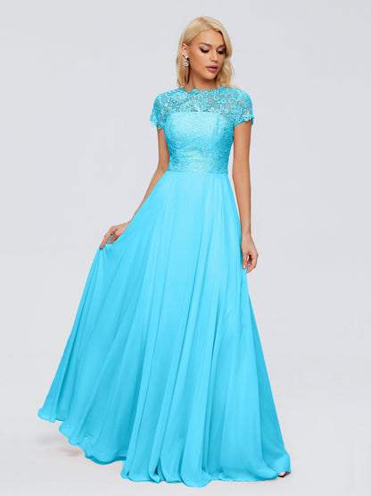 Cicinia Rose A-Line Cap Sleeves Lace Bridesmaid Dresses With Pockets