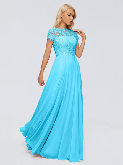 Cicinia Rose A-Line Cap Sleeves Lace Bridesmaid Dresses With Pockets