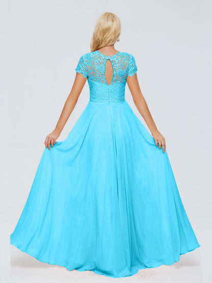 Cicinia Rose A-Line Cap Sleeves Lace Bridesmaid Dresses With Pockets
