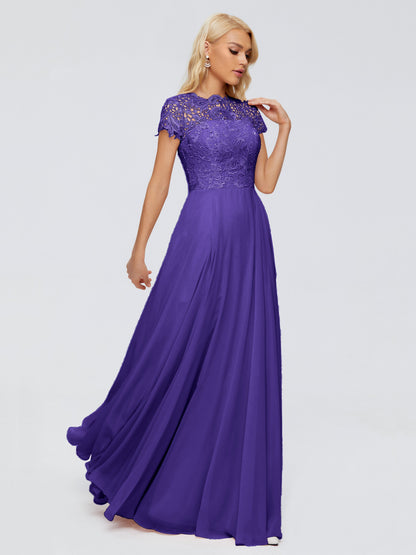 Cicinia Rose A-Line Cap Sleeves Lace Bridesmaid Dresses With Pockets