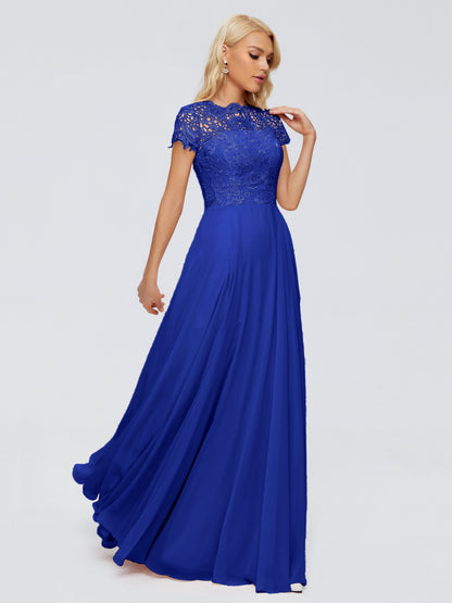 Cicinia Rose A-Line Cap Sleeves Lace Bridesmaid Dresses With Pockets