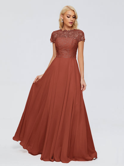 Cicinia Rose A-Line Cap Sleeves Lace Bridesmaid Dresses With Pockets