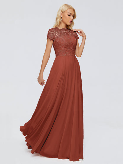 Cicinia Rose A-Line Cap Sleeves Lace Bridesmaid Dresses With Pockets