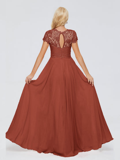 Cicinia Rose A-Line Cap Sleeves Lace Bridesmaid Dresses With Pockets