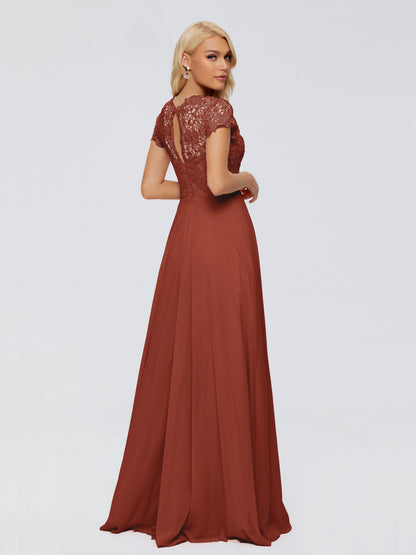 Cicinia Rose A-Line Cap Sleeves Lace Bridesmaid Dresses With Pockets