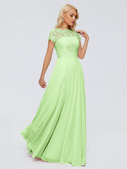 Cicinia Rose A-Line Cap Sleeves Lace Bridesmaid Dresses With Pockets