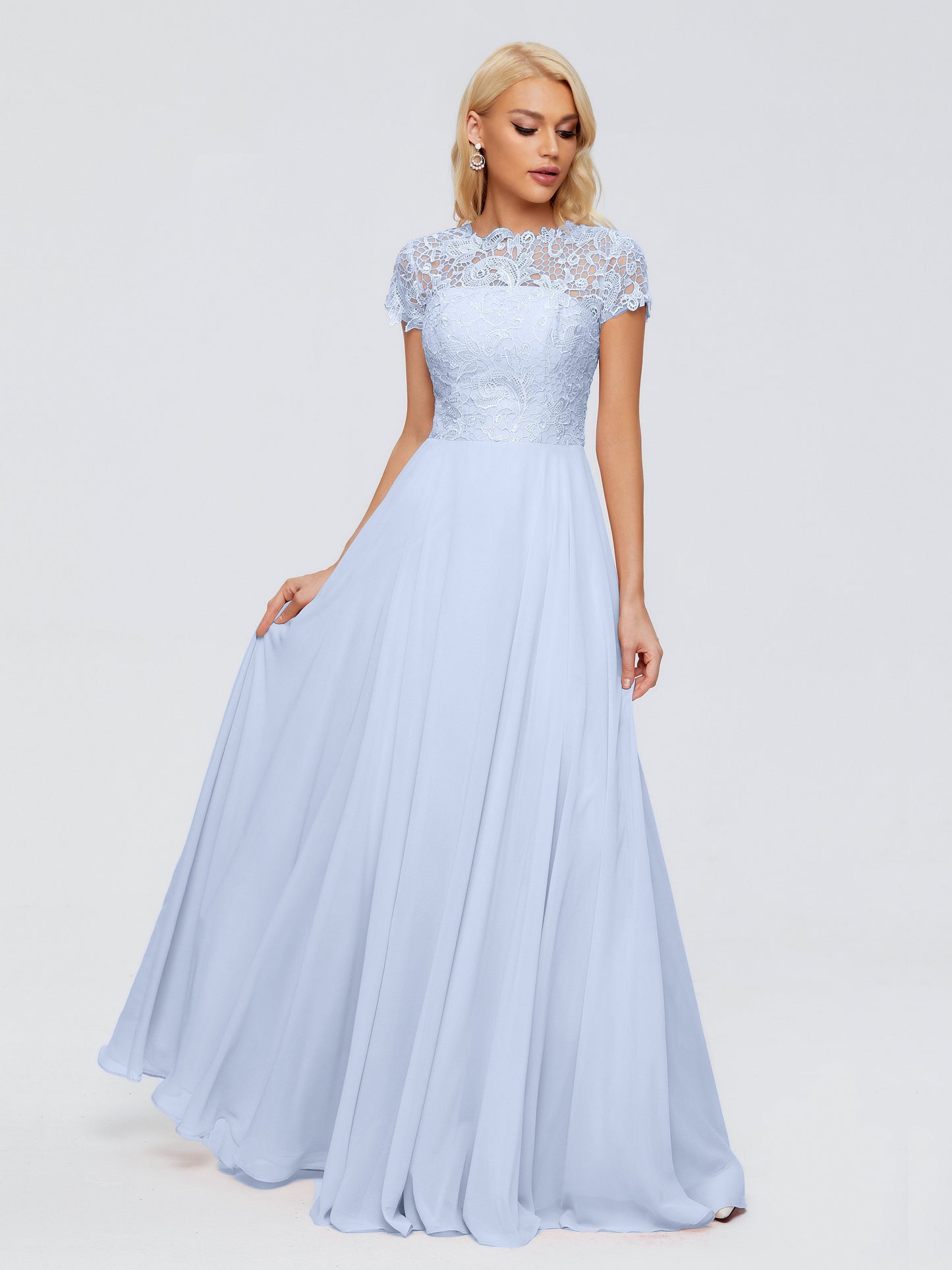 Cicinia Rose A-Line Cap Sleeves Lace Bridesmaid Dresses With Pockets