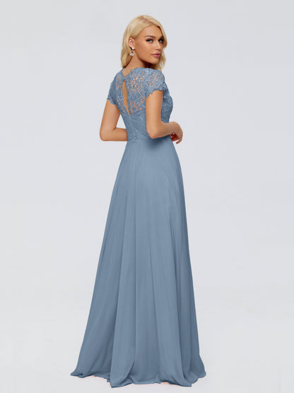 Cicinia Rose A-Line Cap Sleeves Lace Bridesmaid Dresses With Pockets