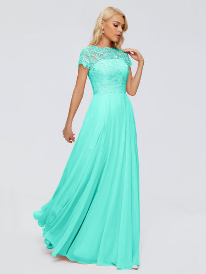 Cicinia Rose A-Line Cap Sleeves Lace Bridesmaid Dresses With Pockets